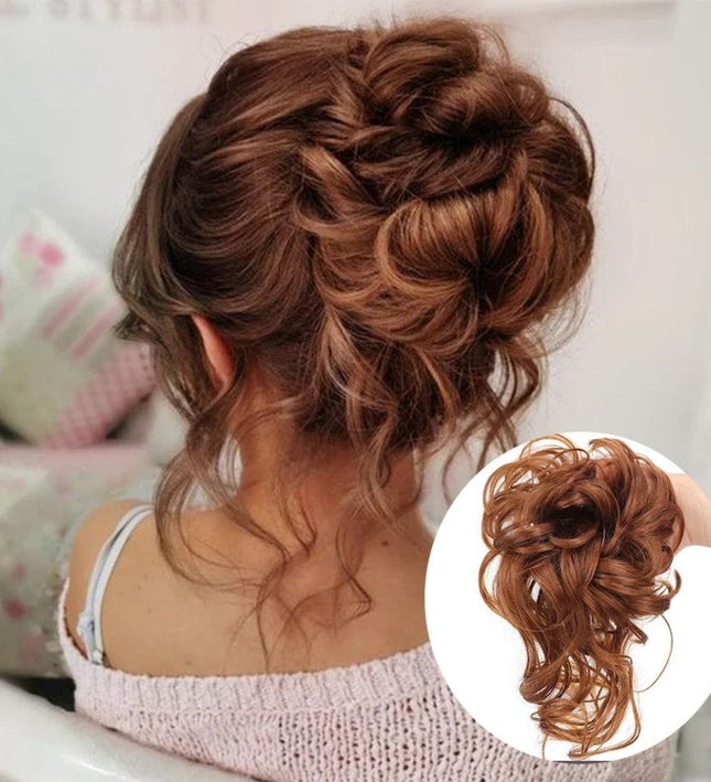 Postiche chignon bouclé en cheveux synthétiques pour un style élégant et volumineux