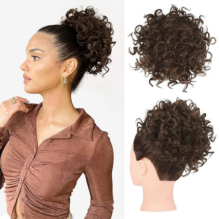 Postiche chignon bouclé synthétique mi-long pour un style élégant et sophistiqué
