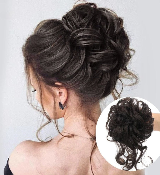 Postiche chignon bouclé en cheveux synthétiques pour un style élégant et sophistiqué