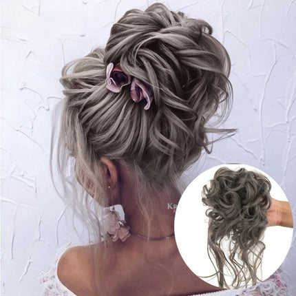 Postiche chignon bouclé sophistiqué en cheveux synthétiques idéal pour coiffure élégante