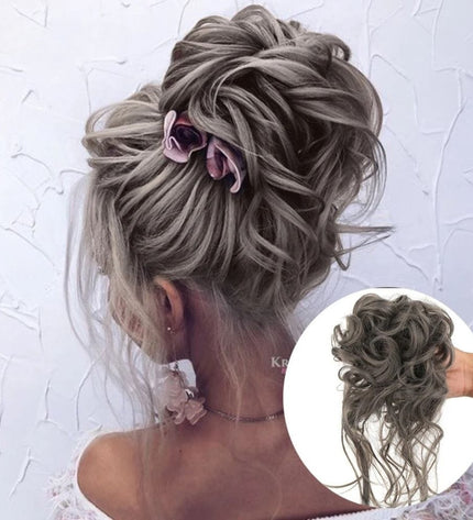 Postiche chignon bouclé sophistiqué en cheveux synthétiques idéal pour coiffure élégante