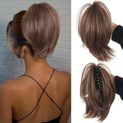 Postiche chignon court en cheveux synthétiques pour un look chic et moderne