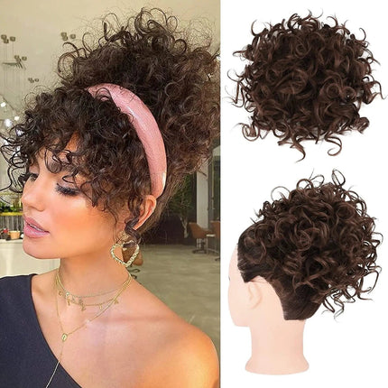 Postiche chignon bouclé volumineux en cheveux synthétiques pour un style moderne et chic