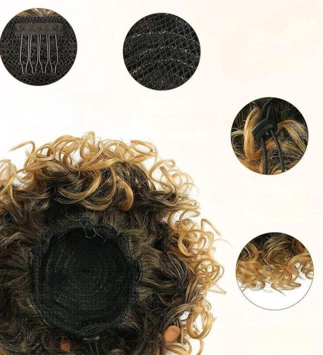 Postiche chignon curly synthétique à clip pour un style volumineux et tendance