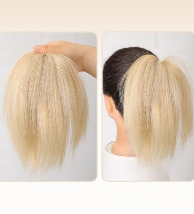 Postiche volumineux en cheveux synthétiques blond clair pour chignon tendance et élégant