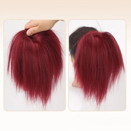 Postiche chignon raide en cheveux synthétiques rouges pour ajouter du volume facilement.