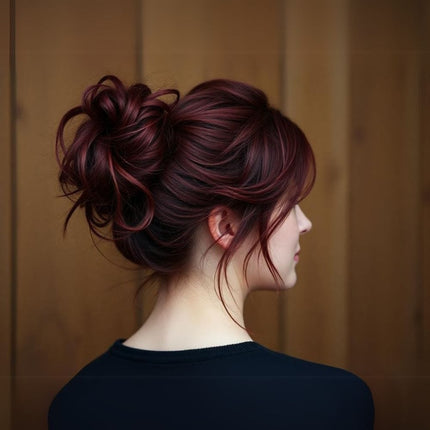 Postiche chignon volumineux sur élastique en cheveux synthétiques brun pour un style élégant