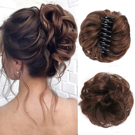 Postiche chignon volumineux en cheveux synthétiques avec pince à griffes pour femme élégante