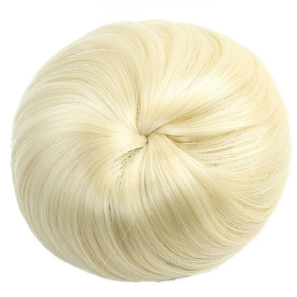 Chignon blond en fibres synthétiques avec clips et élastique pour coiffure élégante