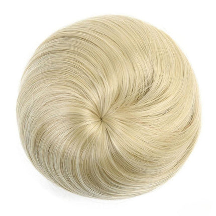 Postiche chignon blond en fibres synthétiques avec clips et élastique pour coiffure élégante