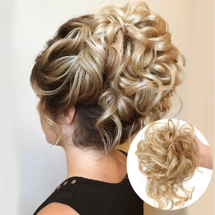 Postiche chignon bouclé blond synthétique pour coiffure élégante et volumineuse