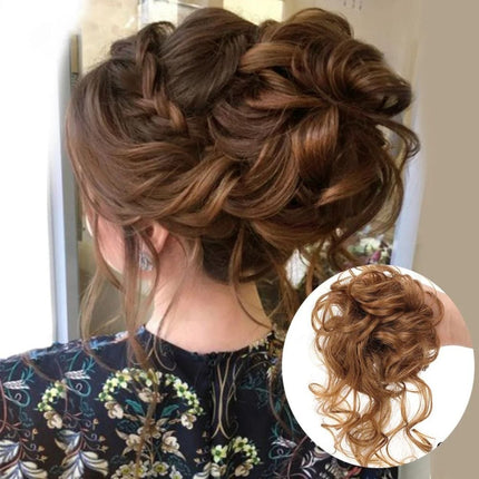 Postiche chignon bouclé en cheveux synthétiques pour coiffure élégante et volumineuse