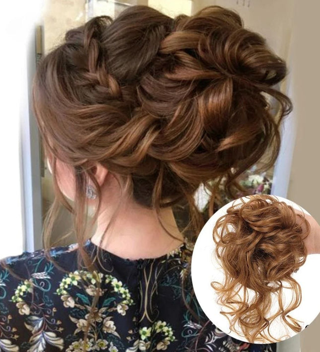 Postiche chignon bouclé en cheveux synthétiques pour coiffure élégante et volumineuse