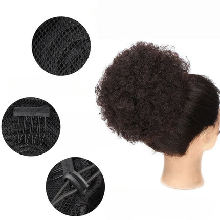 Postiche afro synthétique bouclé pour femme, facile à attacher et volumineux.