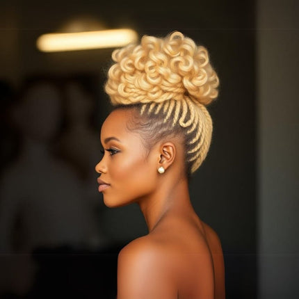 Postiche afro frisé blond volumineux en cheveux synthétiques pour femme élégante