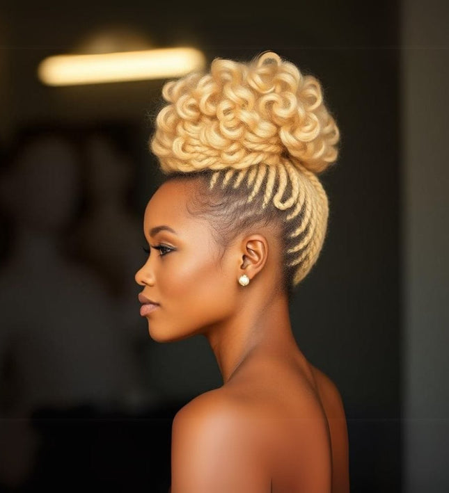 Postiche afro frisé blond volumineux en cheveux synthétiques pour femme élégante