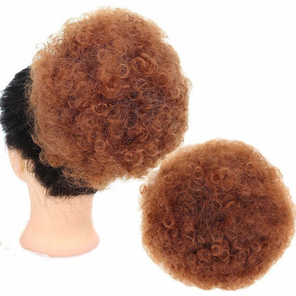 Postiche afro volumineux frisé synthétique couleur miel pour femme élégante et stylée