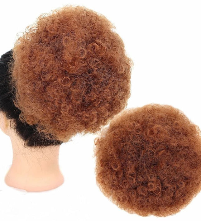 Postiche afro volumineux frisé synthétique couleur miel pour femme élégante et stylée