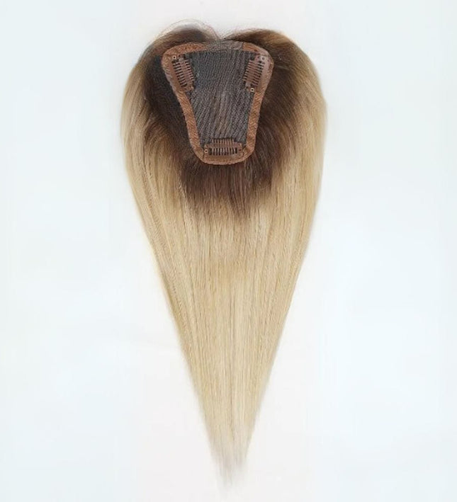 Postiche clip-in cheveux naturels blond ombré pour femme, effet volume et longueur elegante