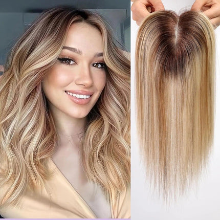 Postiche cheveux raides ombré blond long pour une coiffure naturelle et élégante