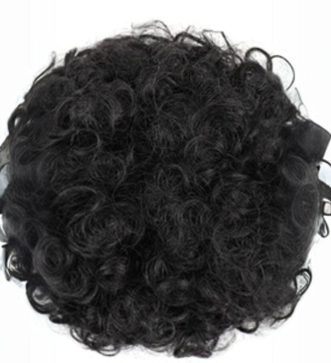 Postiche synthétique bouclé style afro pour femme, ajout de volume instantané et naturel.