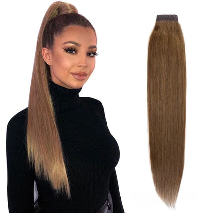 Postiche longue raide queue de cheval cheveux naturels