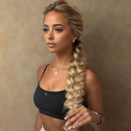 Postiche synthétique pour femme avec longue tresse blonde et élastique pratique