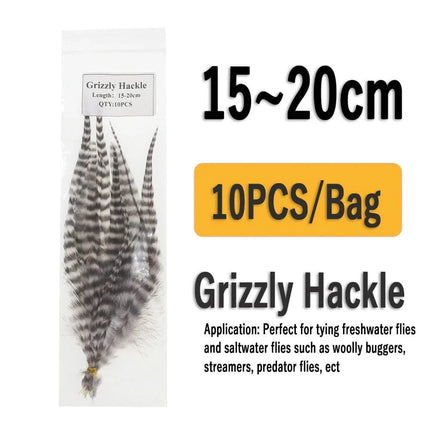 Postiche en plumes naturelles grizzly blanches et noires de qualité supérieure 15-20cm