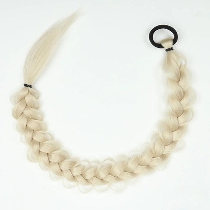 Postiche blond platine tressé longueurs synthétiques pour coiffure élégante et moderne