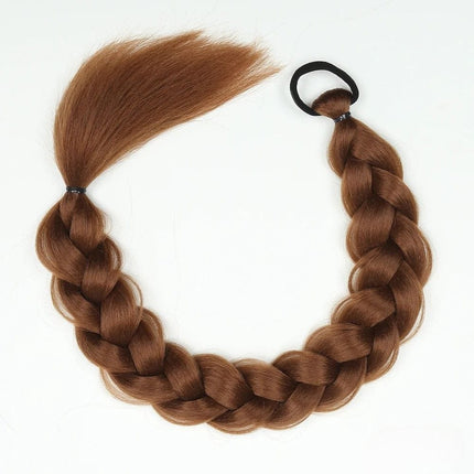 Postiche volumineux tressé en cheveux synthétiques pour queue-de-cheval longue