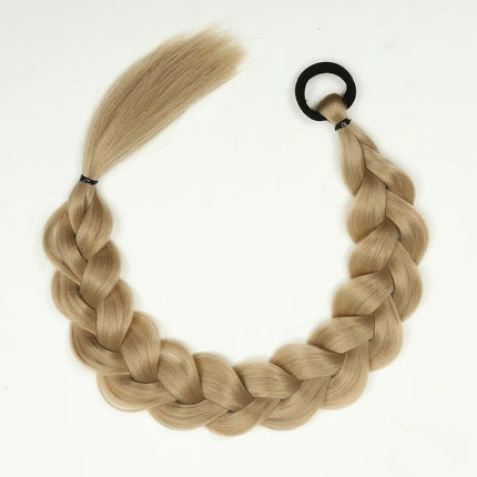 Postiche longue tressée en cheveux synthétiques blonds pour coiffure queue-de-cheval tendance
