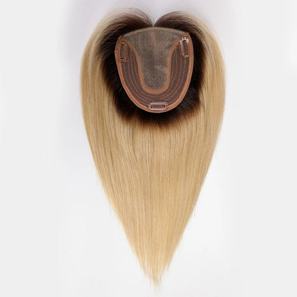 Postiche volumateur à clips blond ombré en cheveux naturels pour femme