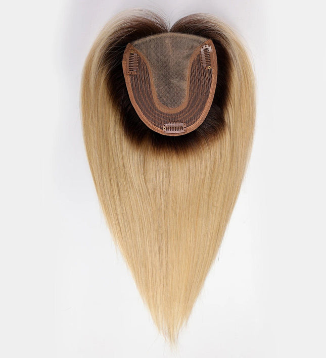 Postiche volumateur à clips blond ombré en cheveux naturels pour femme