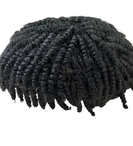 Toupet afro en cheveux naturels noirs pour homme, look volumineux et stylé.