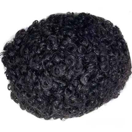 Toupet pour homme en cheveux naturels avec boucles serrées pour un style afro élégant.