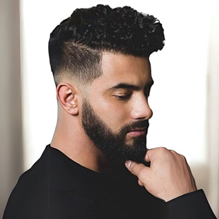 Toupet frisé en cheveux naturels pour homme avec coupe moderne