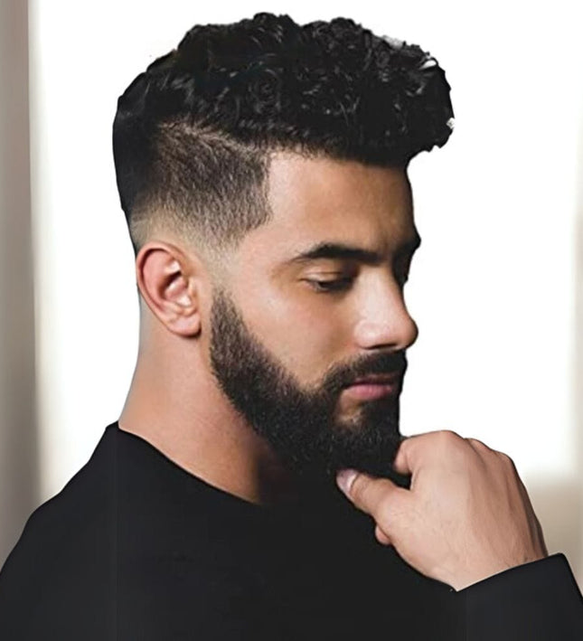 Toupet frisé en cheveux naturels pour homme avec coupe moderne