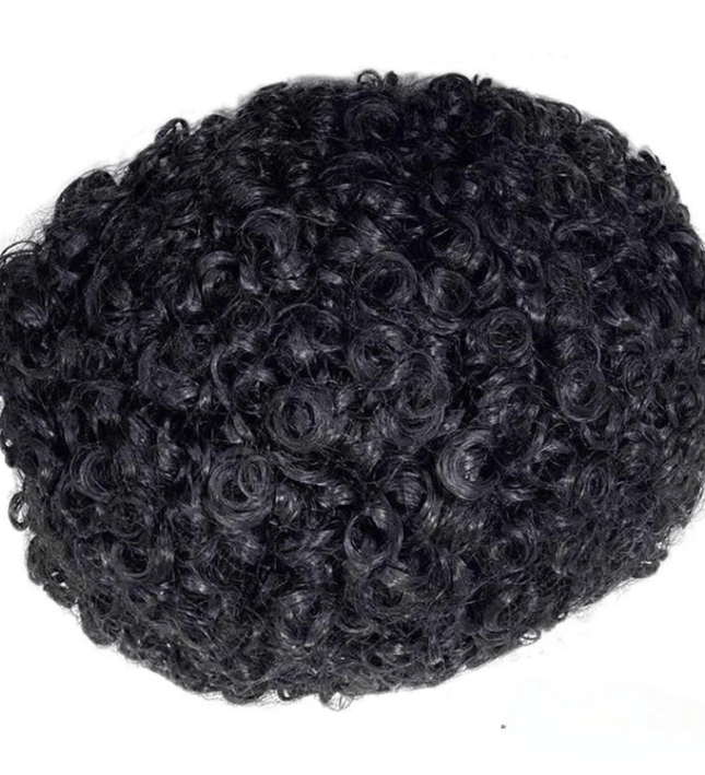 Toupet en cheveux naturels frisés noirs pour homme, idéal pour un style afro moderne