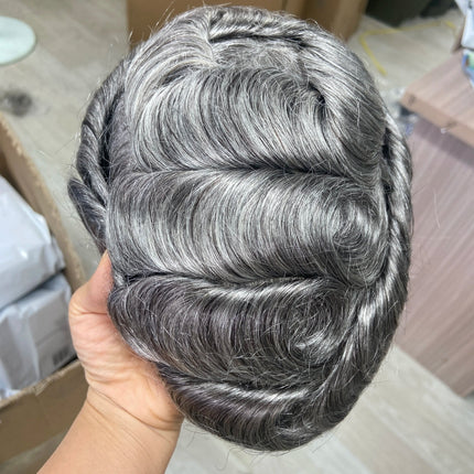 Toupet homme en cheveux naturels gris pour un style élégant et naturel