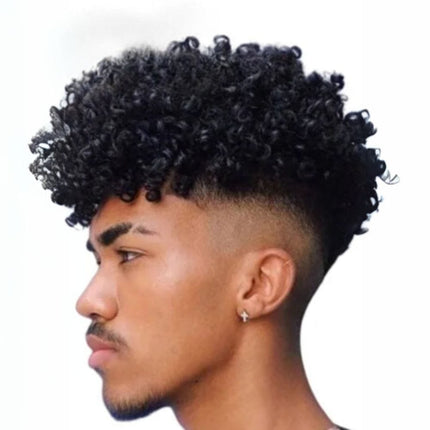 Toupet homme cheveux naturels noirs mi-longs