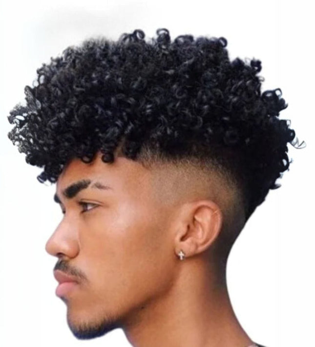 Toupet homme cheveux naturels noirs mi-longs