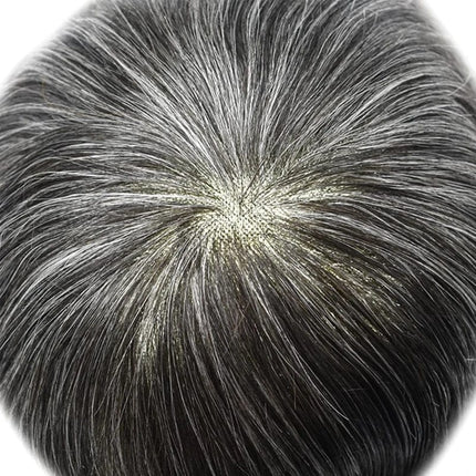 Toupet homme cheveux raides effet naturel en brun avec racines réalistes