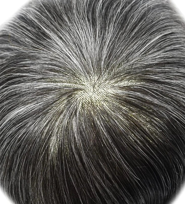 Toupet homme cheveux raides effet naturel en brun avec racines réalistes