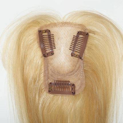 Toupet volumineux blond naturel avec frange et clips intégrés pour fixation facile